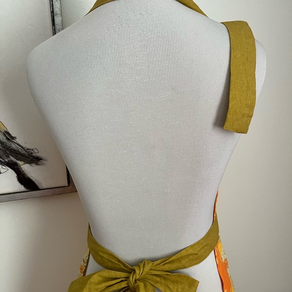 NEW Rock Paper Scissors Green & Orange Print Apron - Picture 9 of 9